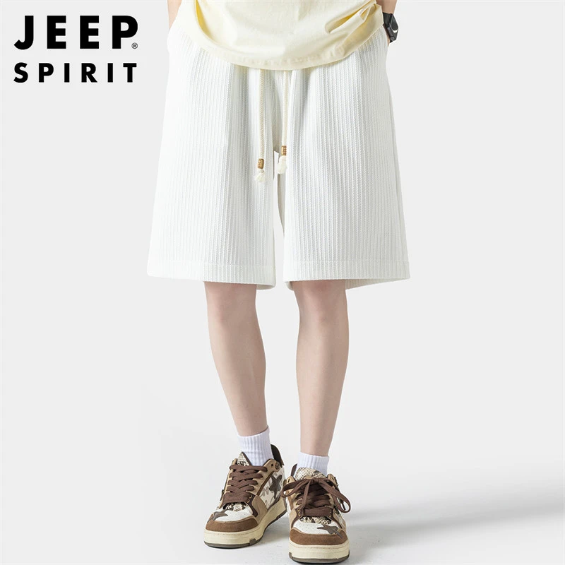 JEEPSPIRIT男士休闲短裤夏季2025薄款条纹运动风中裤痞帅工装五分