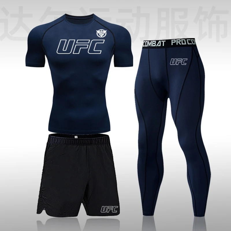 男士秋冬跑步套装UFC短袖套装拳击服自由搏击综合格斗散打训练