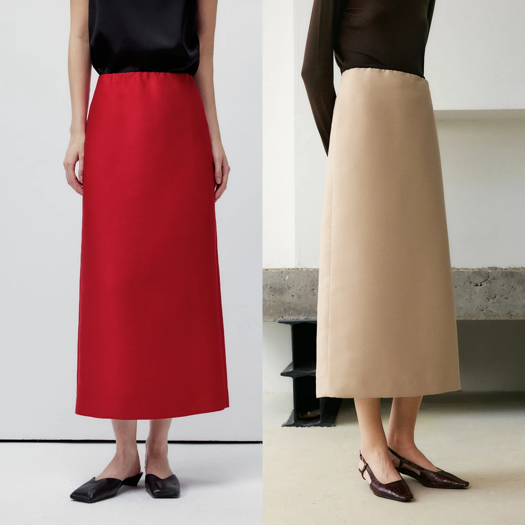 LYNEE【左岸】仿丝毛直筒半裙女松紧腰时髦秋冬半身裙子LGD2FAW035