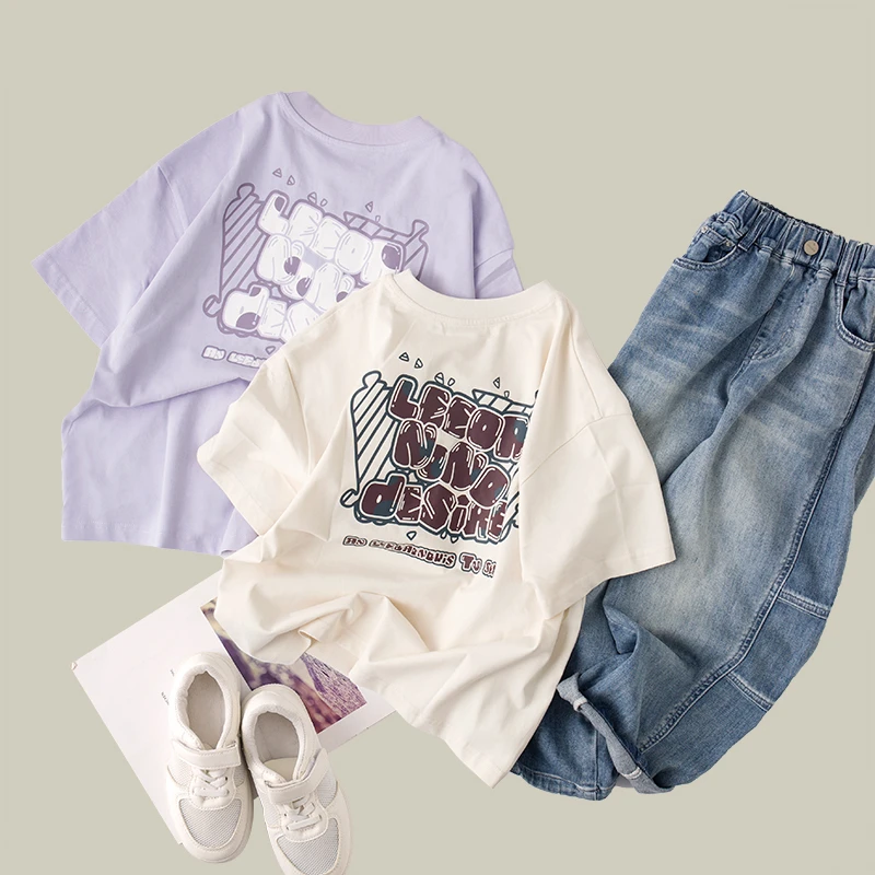 吴小越w1132男童夏款短袖圆领数码印花韩版棉t恤中大童儿童上衣