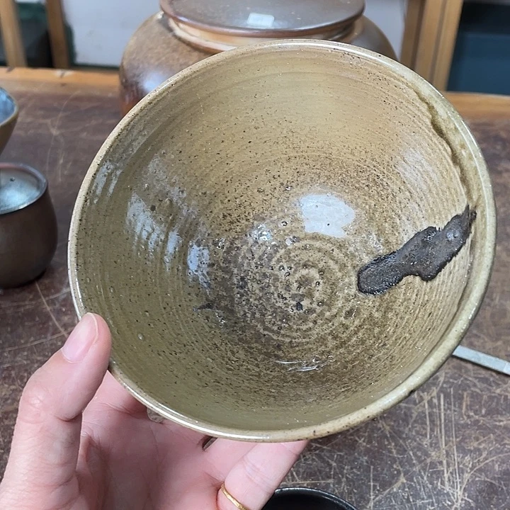 暖***草浪鬼柴烧禅寂窑碗