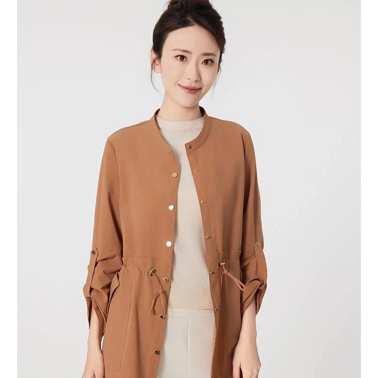 老美华春季女士休闲时尚保暖舒适柔软透气大码小码风衣431211006