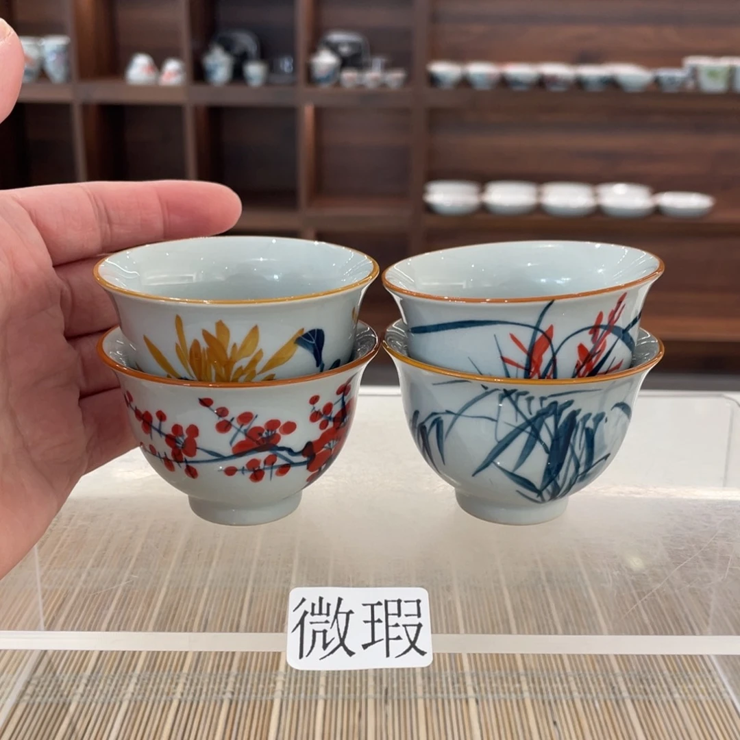 釉下手绘茶具微瑕