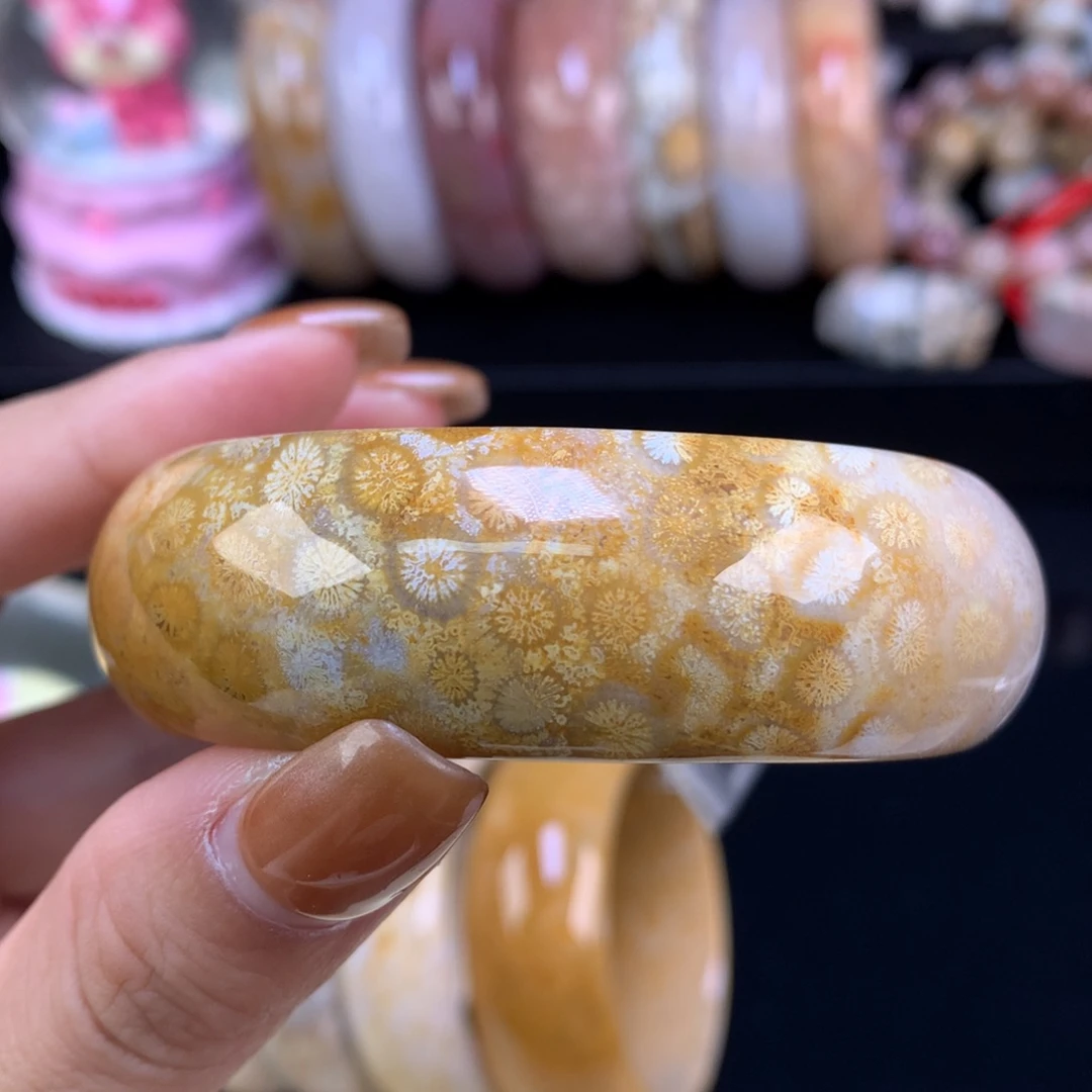 硅化珊瑚（珊瑚玉）未镶嵌颈饰福利手镯53.6口（49号）