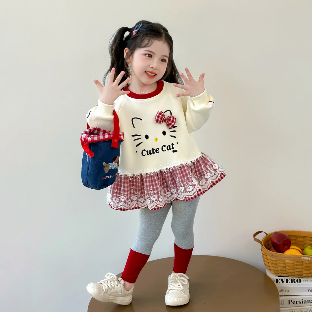 女童春秋款套装2025新款洋气时髦儿童女宝宝拼接卫衣秋装打底裤潮