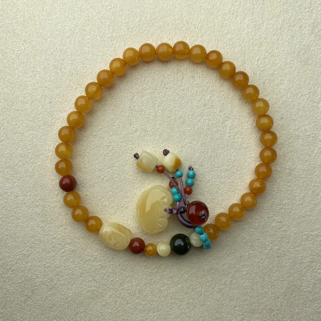 天然原矿俄料蜜蜡单圈手链头货全品S041