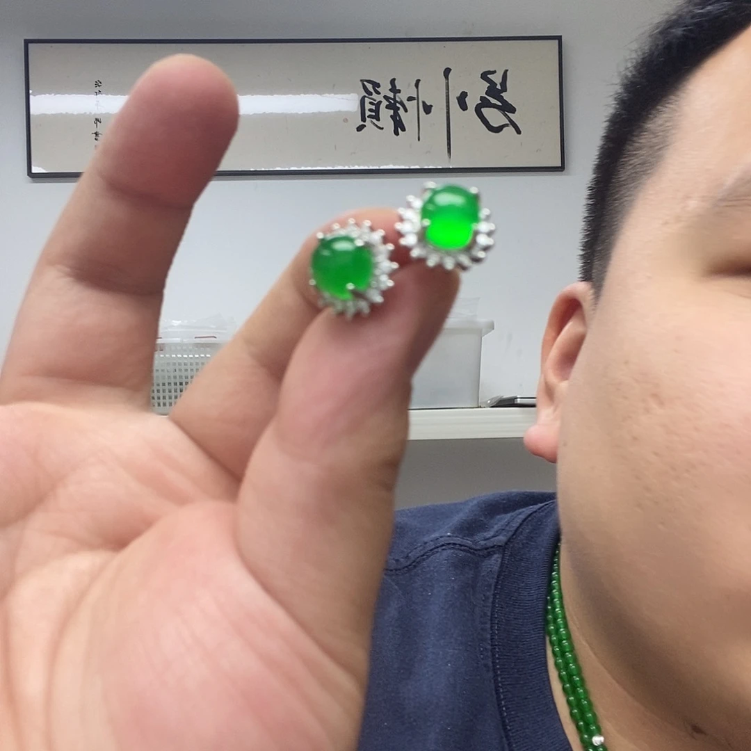 翡翠14K金镶嵌颈饰38耳钉