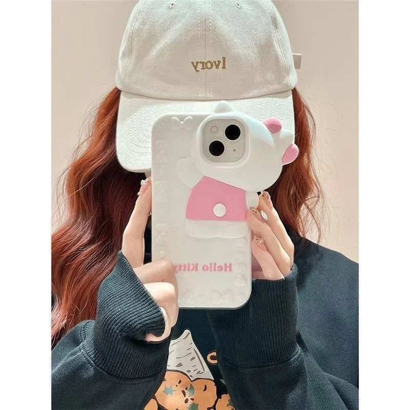 ins立体风探头hellokitty猫适用苹果16promax手机壳15女14pro软13