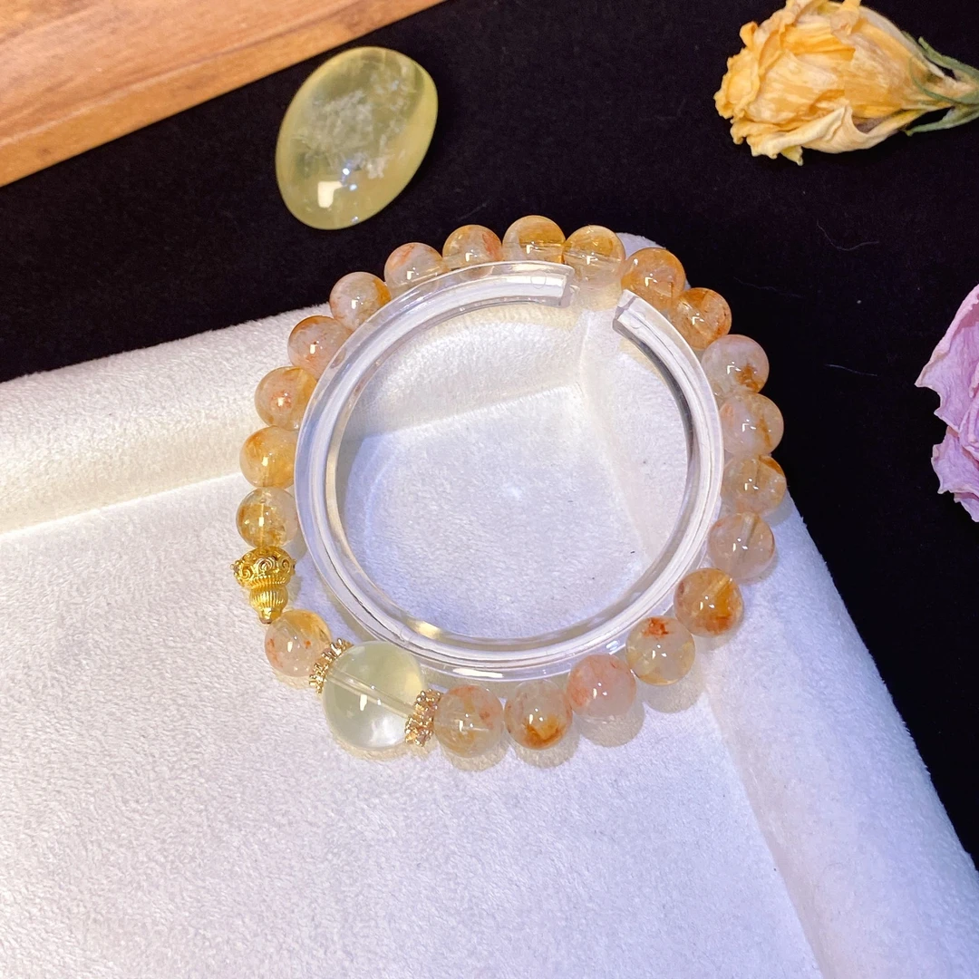 【一星山】蜂蜜奶盖黄塔金 巴西柠檬黄水晶单圈水晶手串