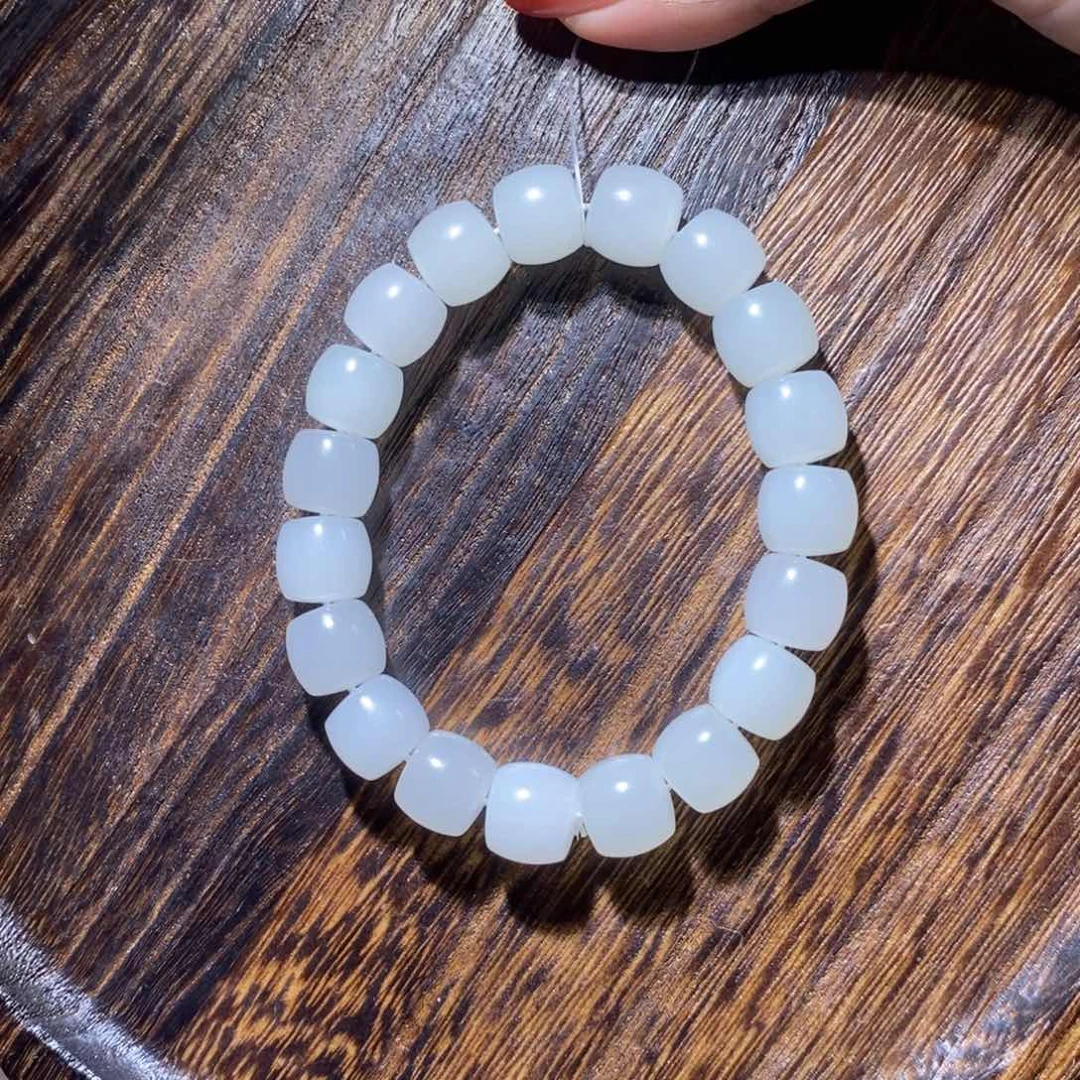 和田玉手串未镶嵌卡12直切