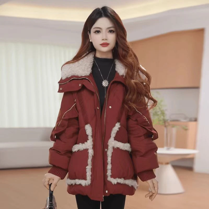 2025年秋冬新款时尚气质潮流保暖棉服宽松百搭韩系简约风外套女