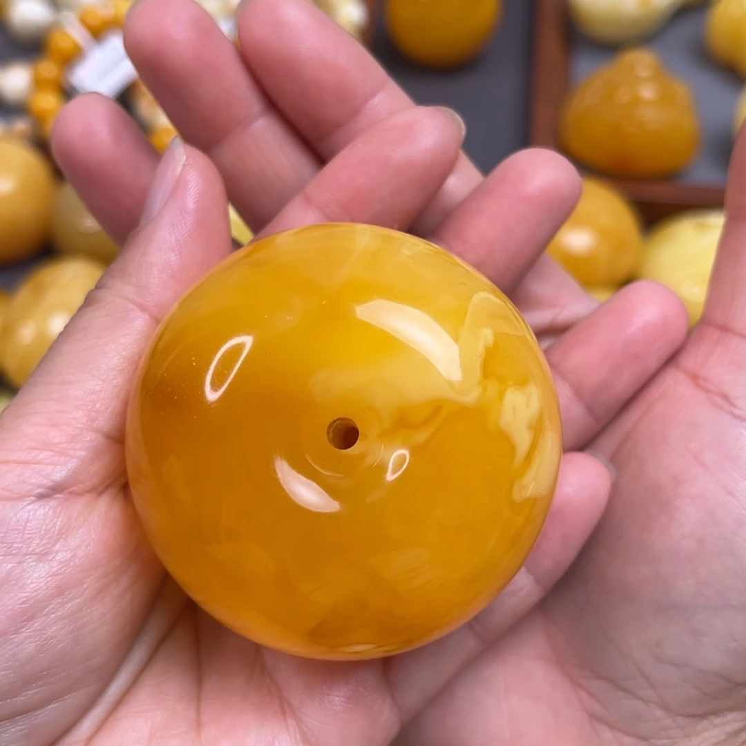 蜜蜡裸石未镶嵌苹果扣