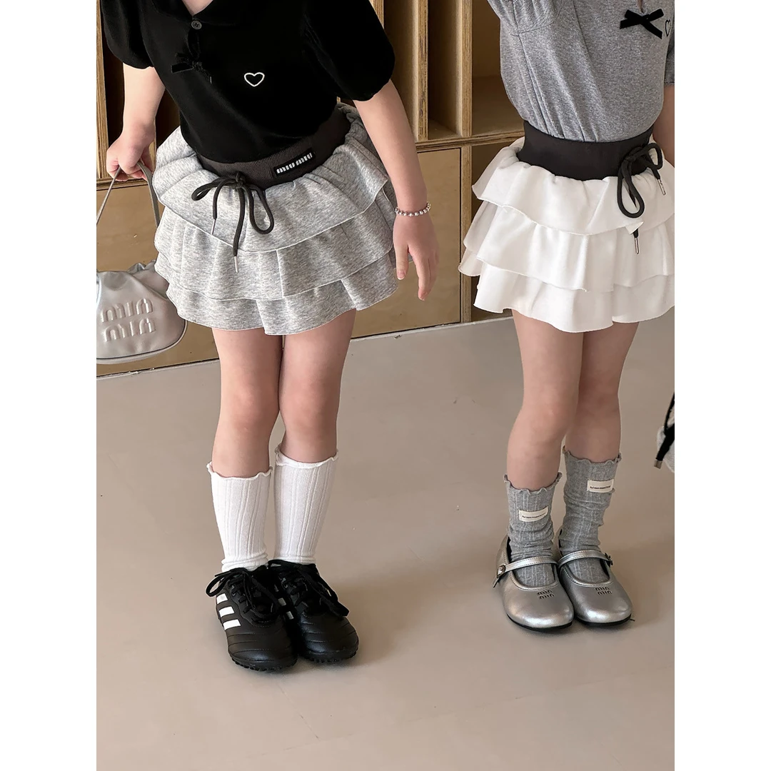 女童2025夏季新款韩版蛋糕半身裙A字裙女宝宝辣妹高腰蓬蓬裙