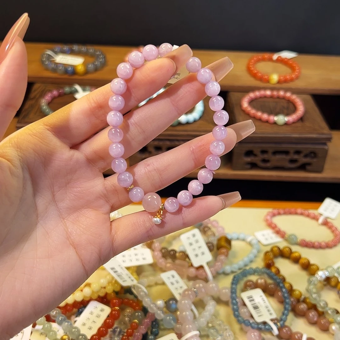 水晶手链银S925镶嵌紫锂辉1010