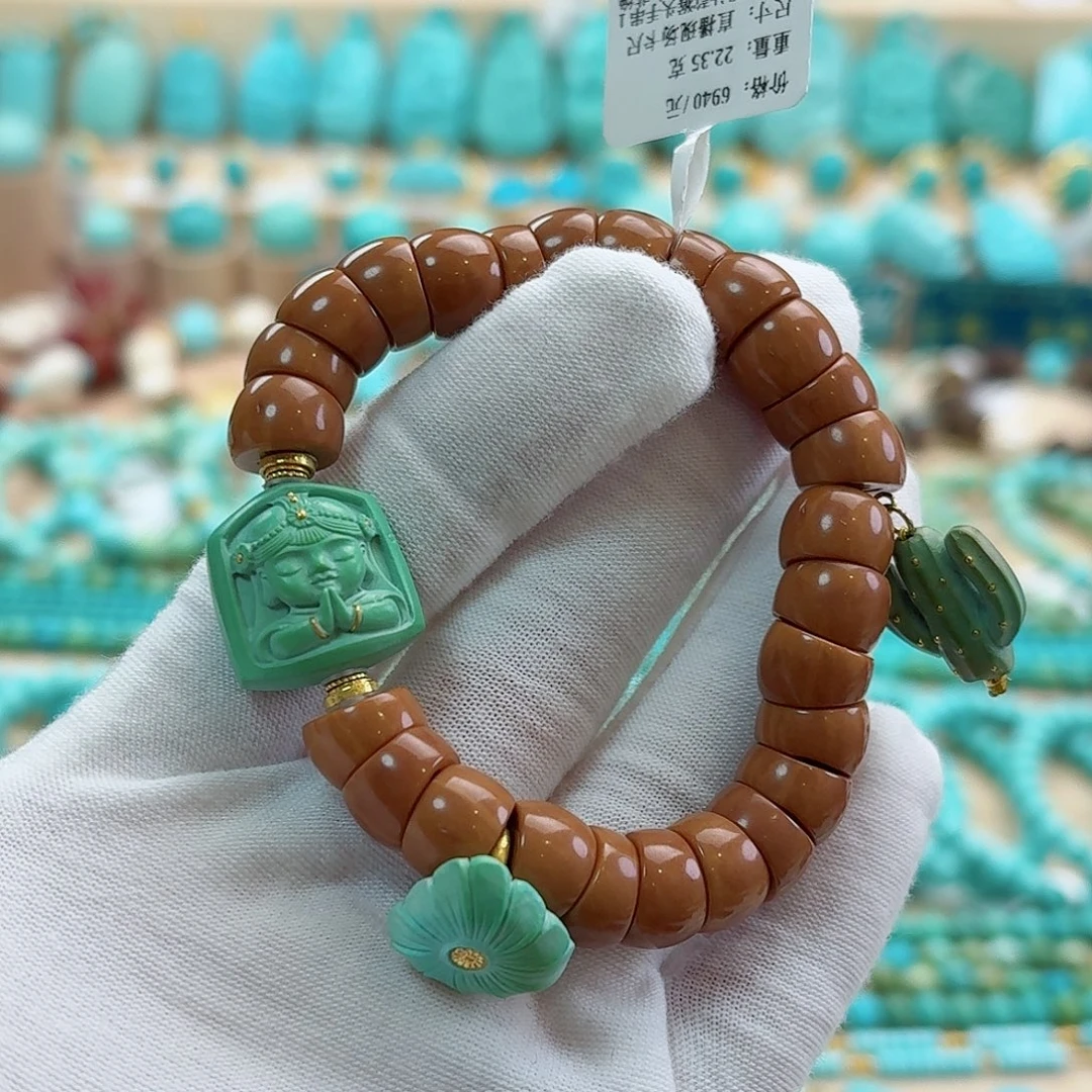 绿松石18K金镶嵌珠宝奇石