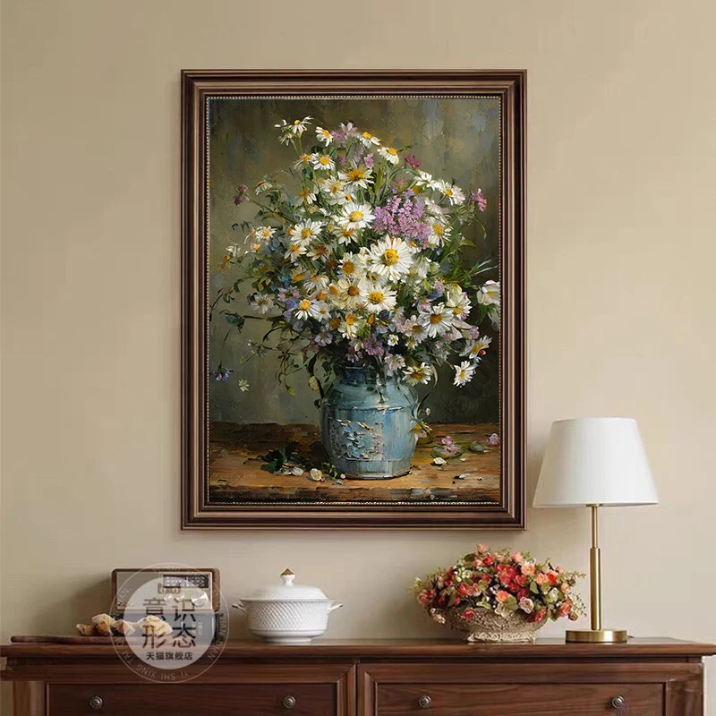 s32《莫奈雏菊》瓶装花卉卧室餐厅斗柜走廊景物花卉