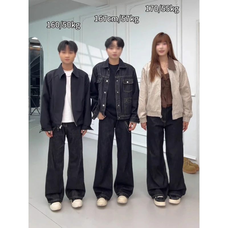 原牛微喇牛仔裤男早秋季cleanfit垂感显瘦阔腿裤子美式高街弯刀裤