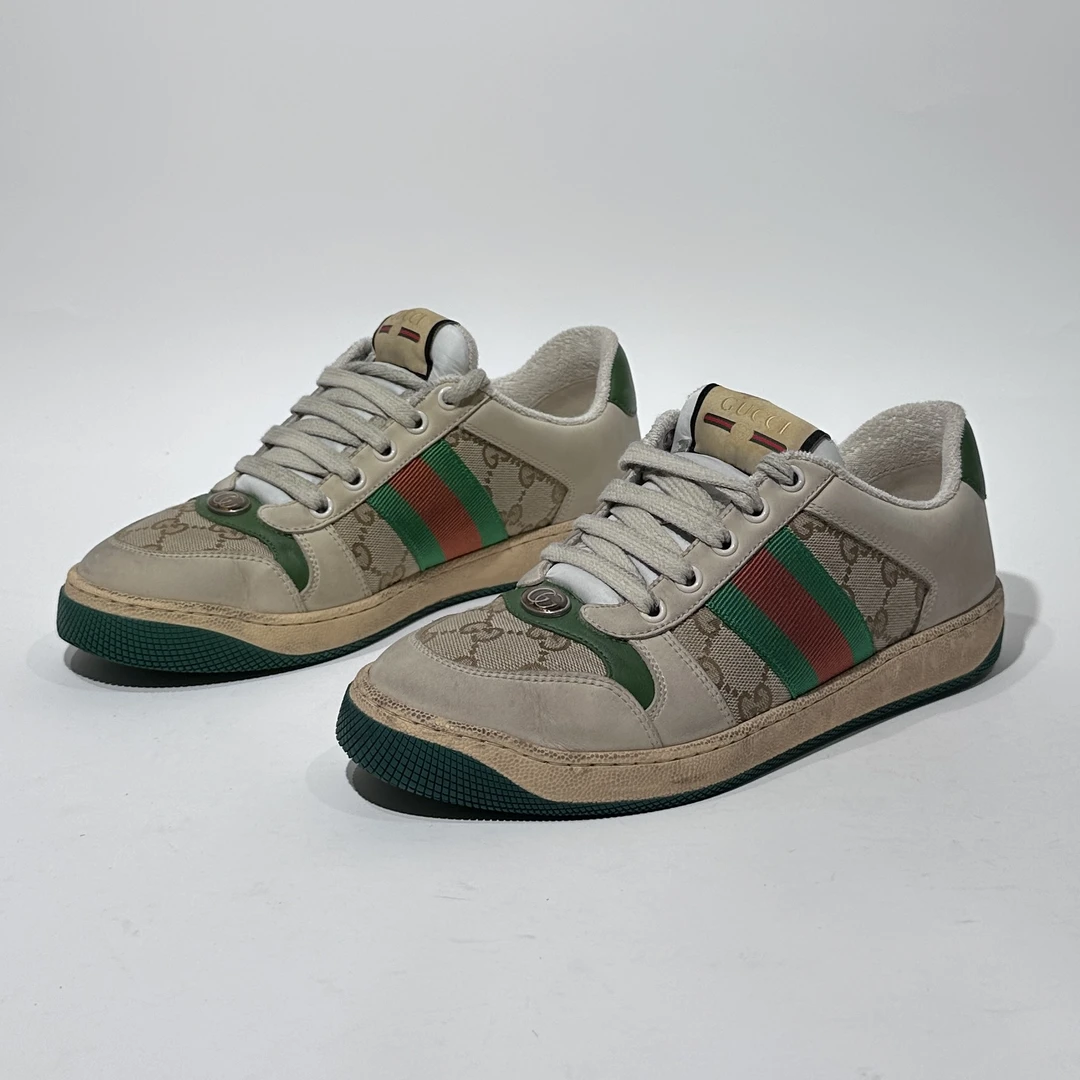 95新 GUCCI/古驰 38码/98新/Gucci/古驰 绿尾时尚脏脏鞋/ML01685