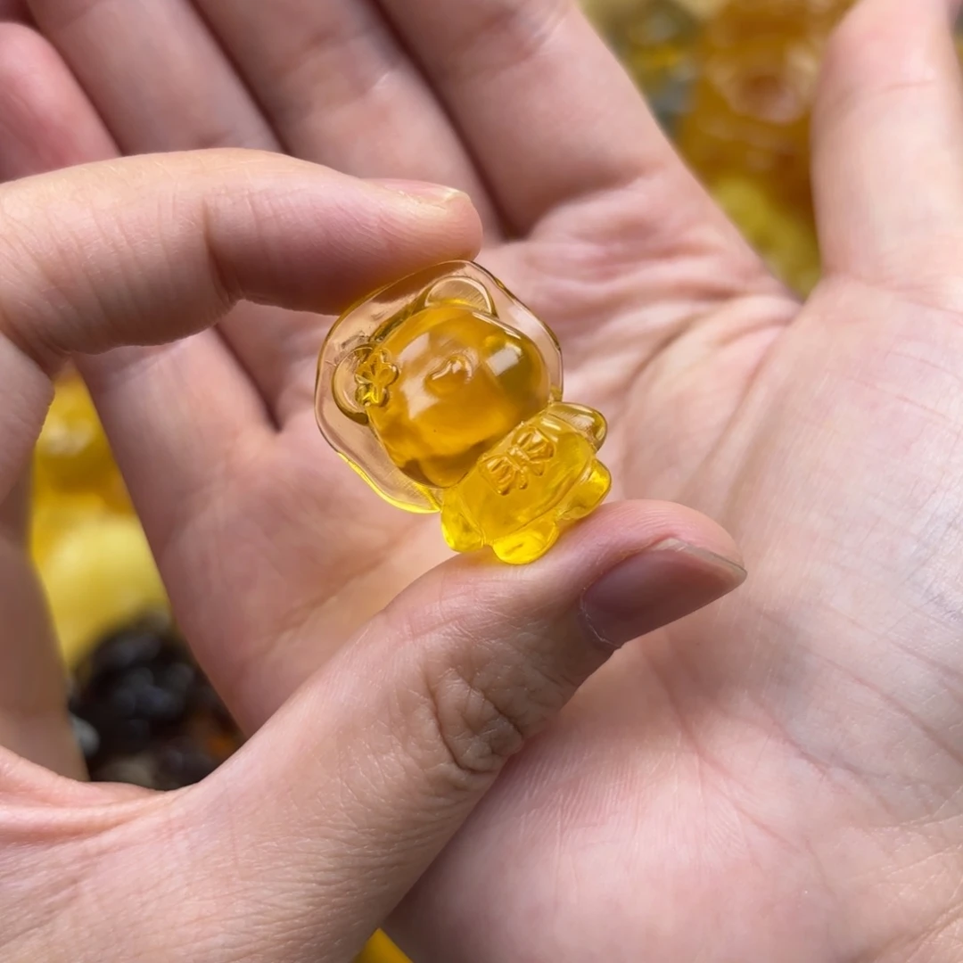 裸石琥珀未镶嵌琥珀吊坠打孔不退不换