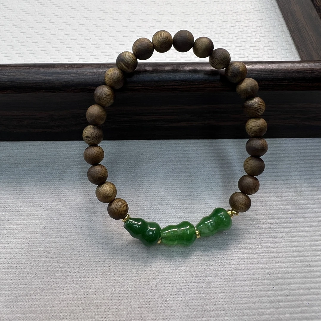 沉香天然奇楠沉香木拼接手链国风小众设计手饰串050