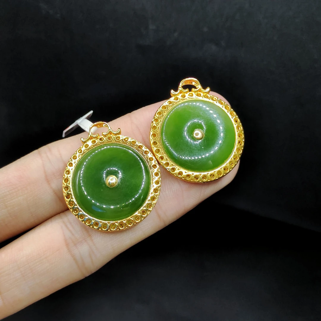 【老三珠宝】18k金和田玉平安扣吊坠赠链M1【多样性发其一】约19-5mm