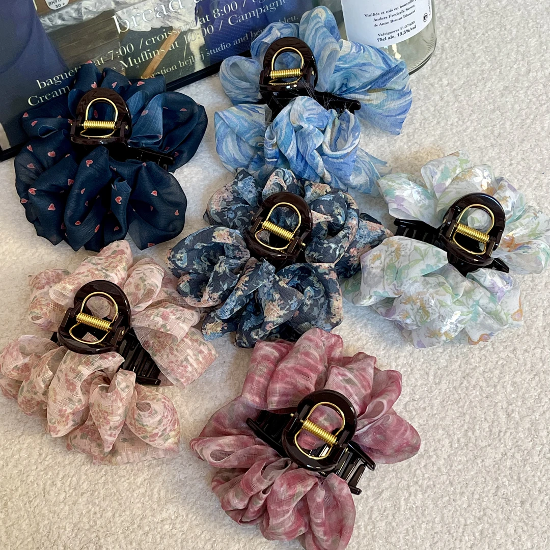 春夏新款高质感8公分泡泡纱抓夹甜美百搭气质优雅ins韩版简约法式