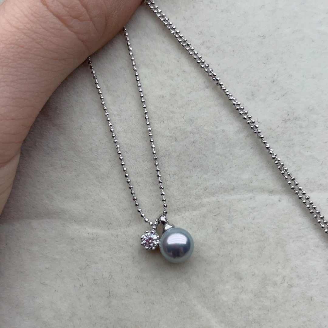 颈饰银S925镶嵌海水珍珠Q124