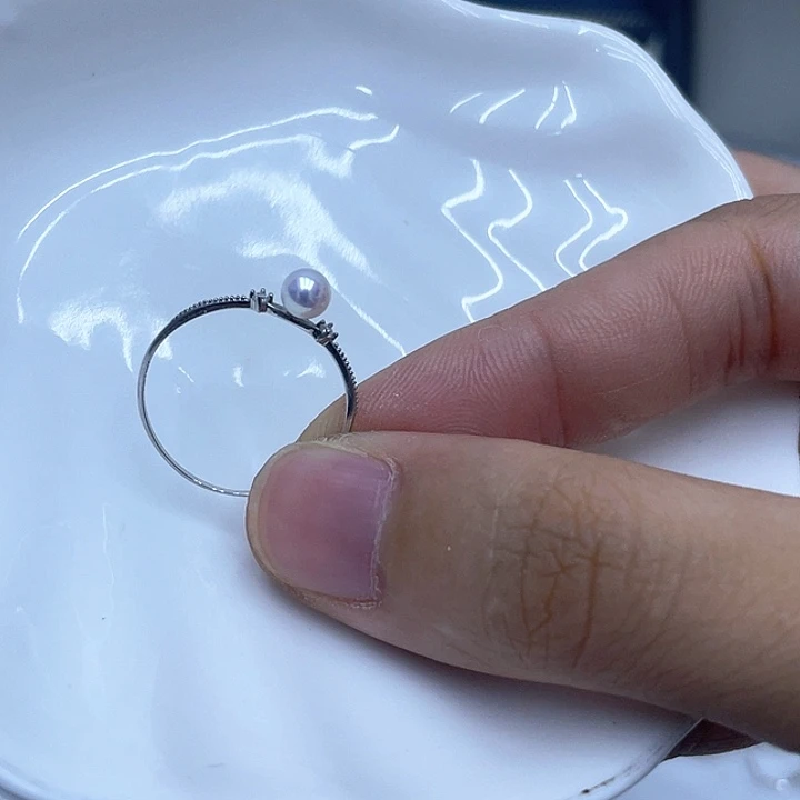 戒指18K金镶嵌淡水珍珠皮*宝