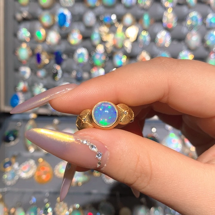 欧泊福利戒指t银S925镶嵌