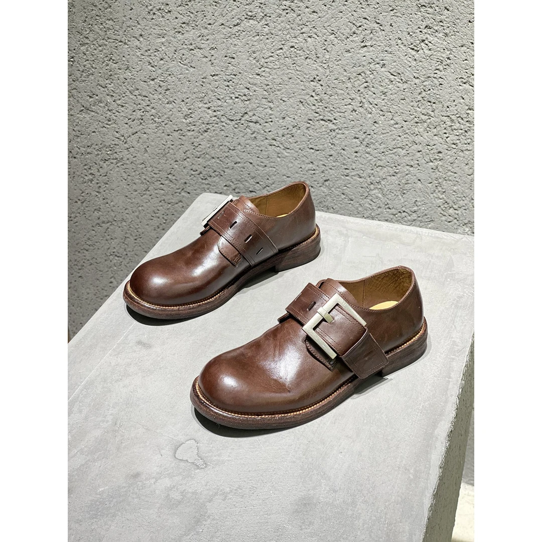 皮带扣深口单鞋女马皮2025秋款低跟粗跟乐福鞋英伦风配裙子JK皮鞋