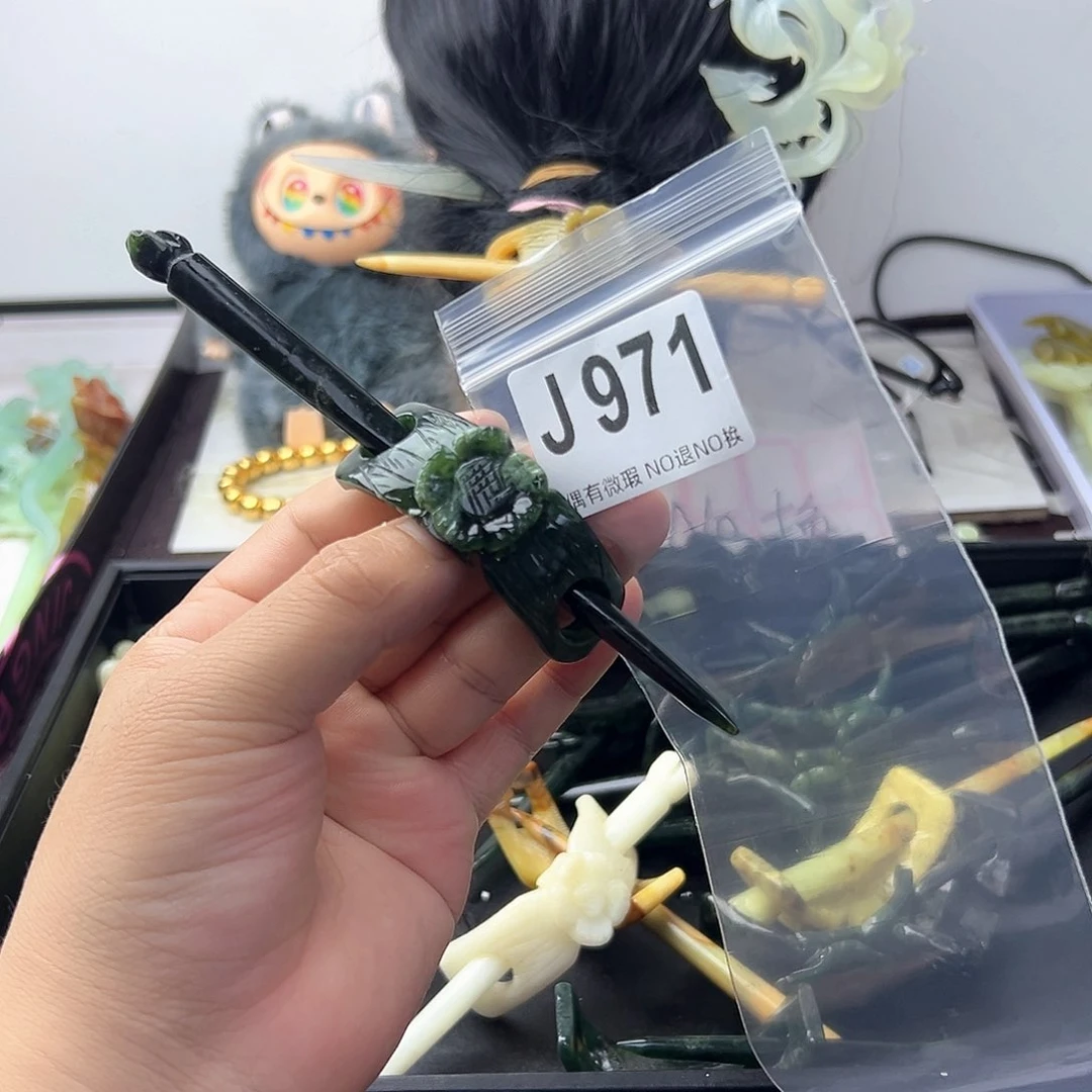 合金蛇纹石玉发饰小*