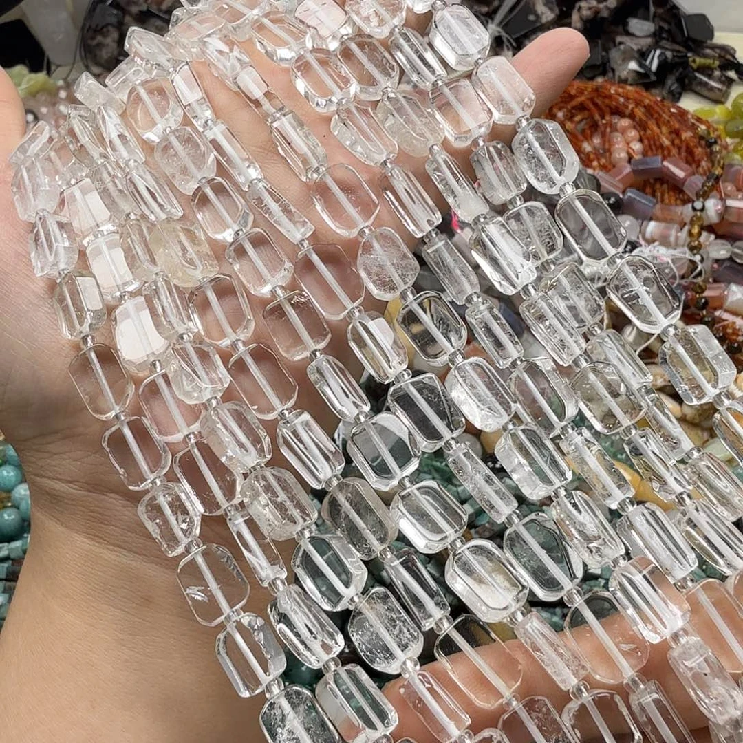 水晶珠宝半成品未镶嵌卡8×12白水晶方片一条