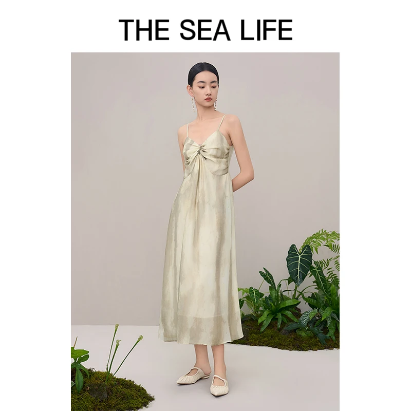 商场同款THESEALIFE欧海一生 法式连衣裙女夏性感别致16613-1