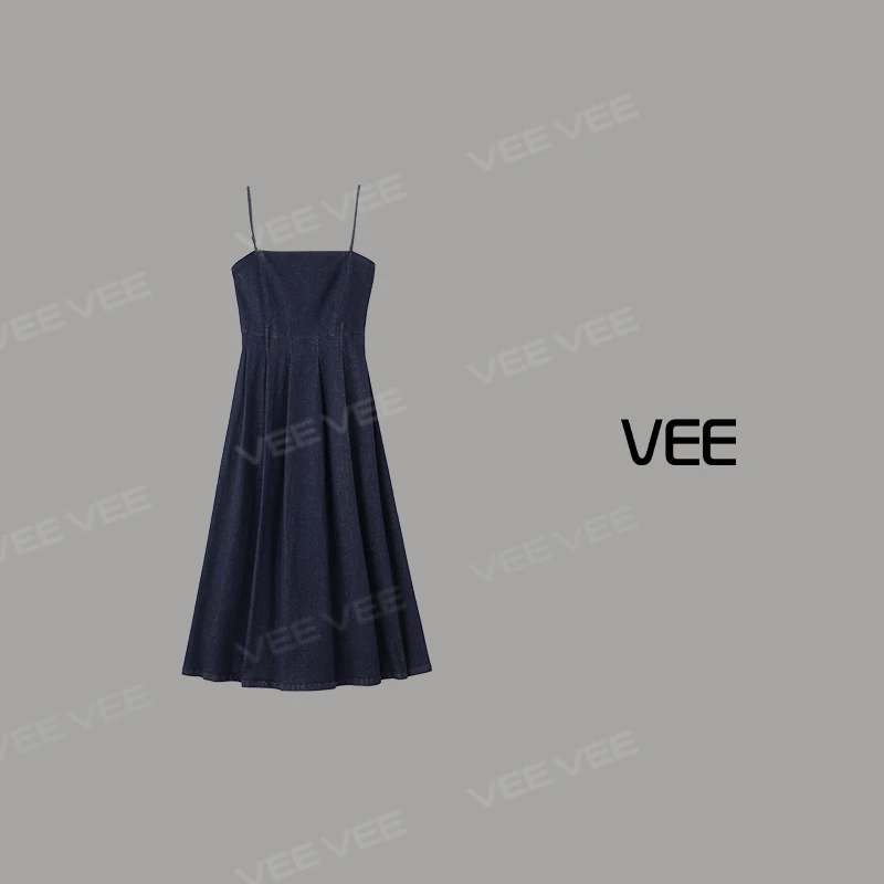 VEE【超模时代】25年新款时尚气质显瘦无袖牛仔连衣裙