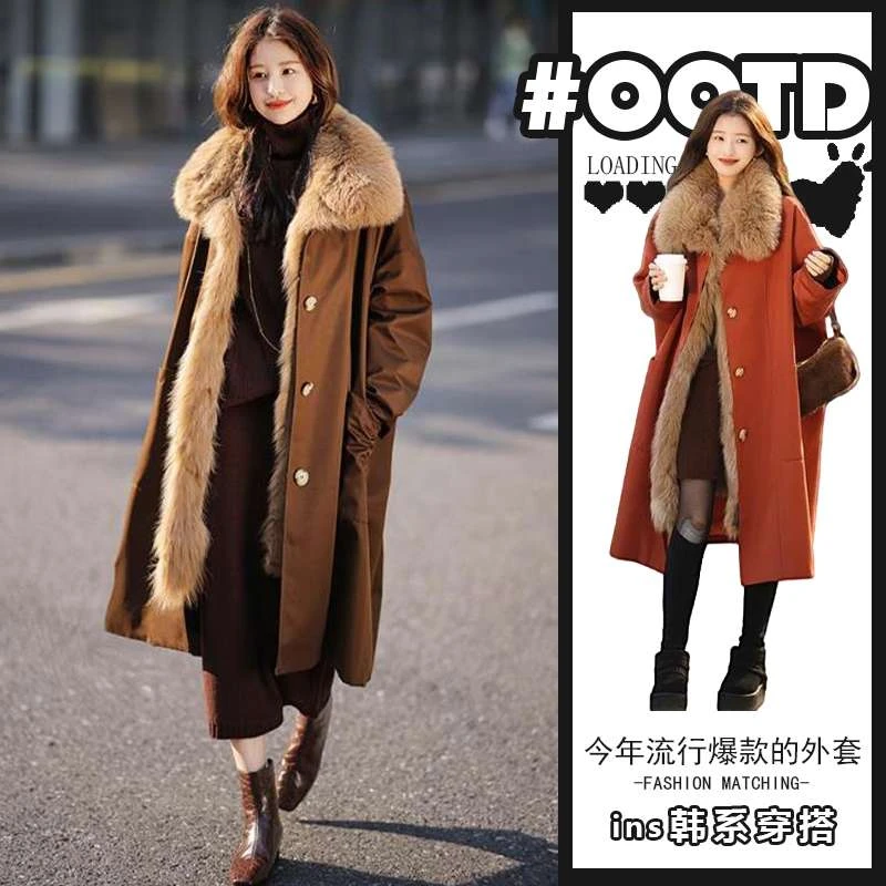 美拉德长款派克棉服女冬季大码胖mm高级减龄好看加绒棉衣棉袄外套