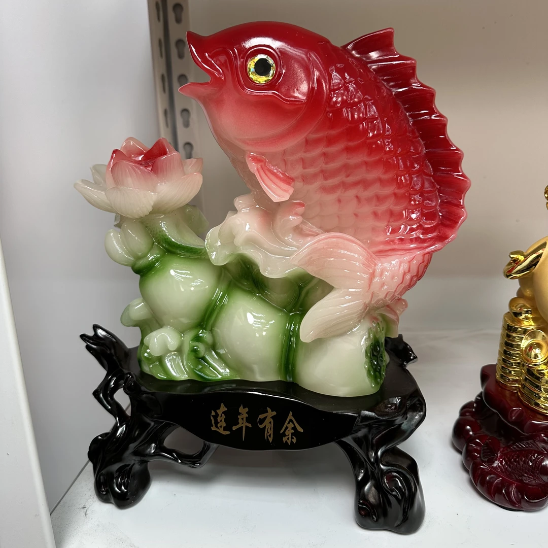 12【连年有余鱼】长25宽16高31cm（孤品竞拍摆件 介意微瑕勿拍）