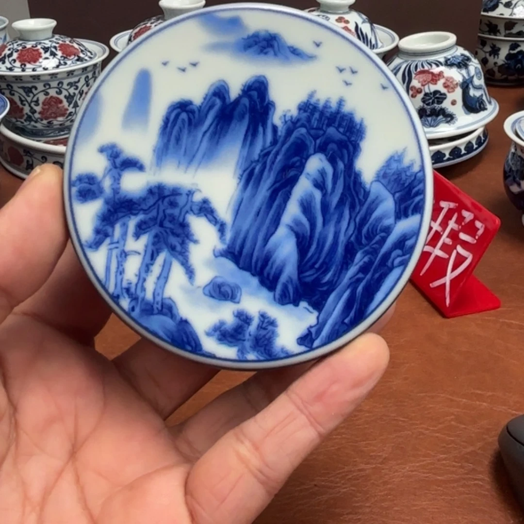 陶摆件山水盖置景德镇发货