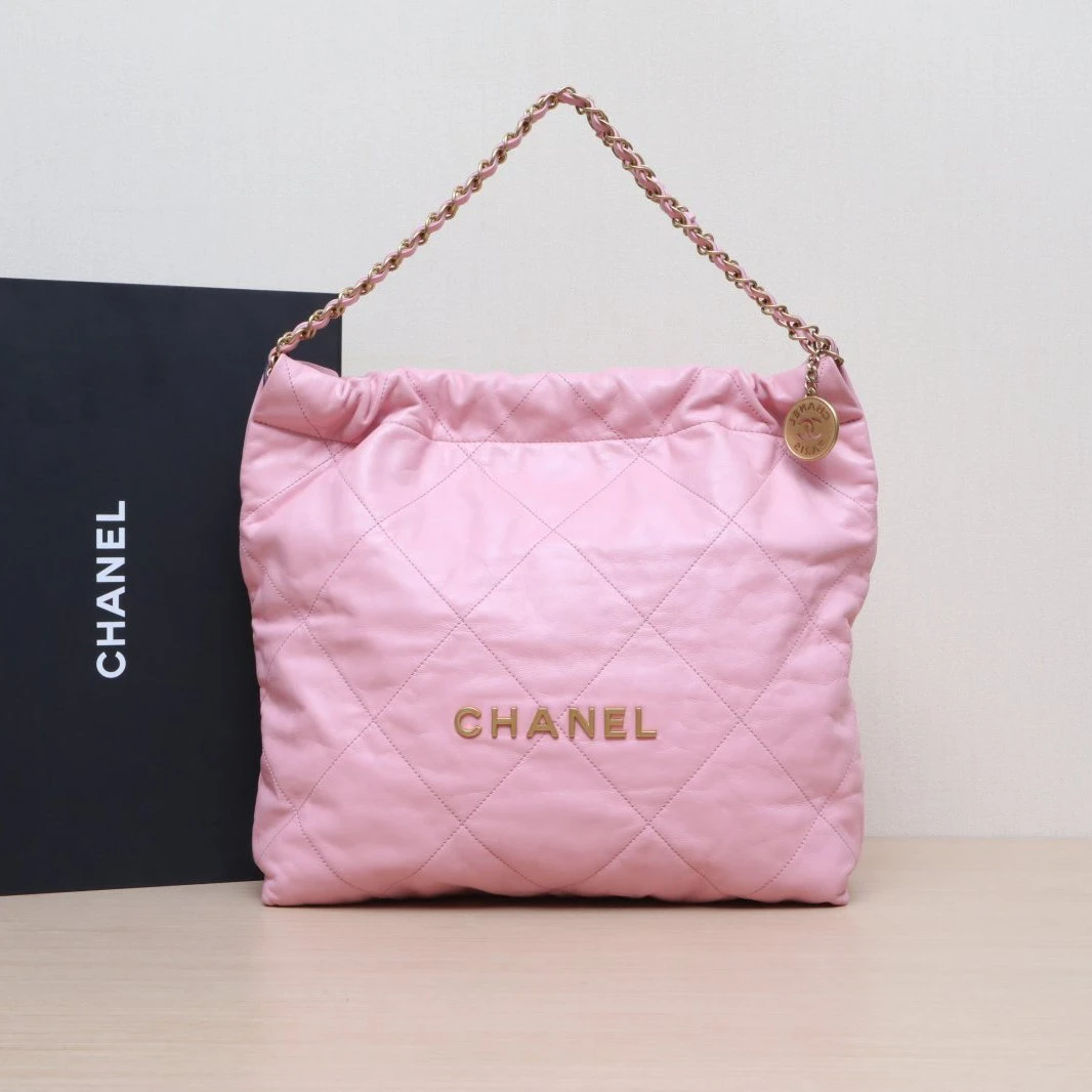 95新 Chanel/香奈儿 小花姑姑766840 22Bag Tote托特包 中号 粉色