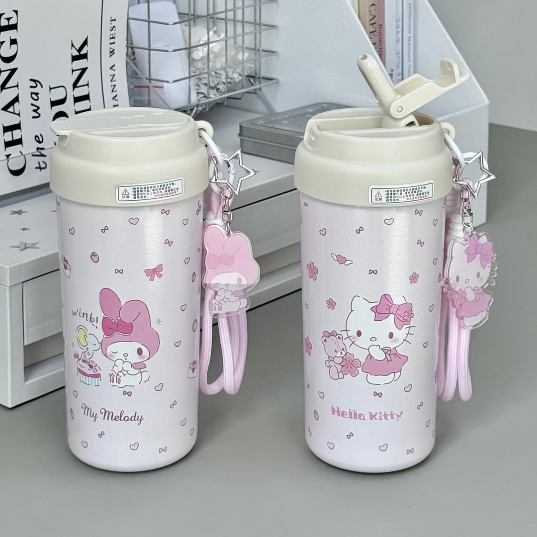 保温杯新款可爱女生带吸管水杯陶瓷内胆高颜值学生保冷杯便携杯子