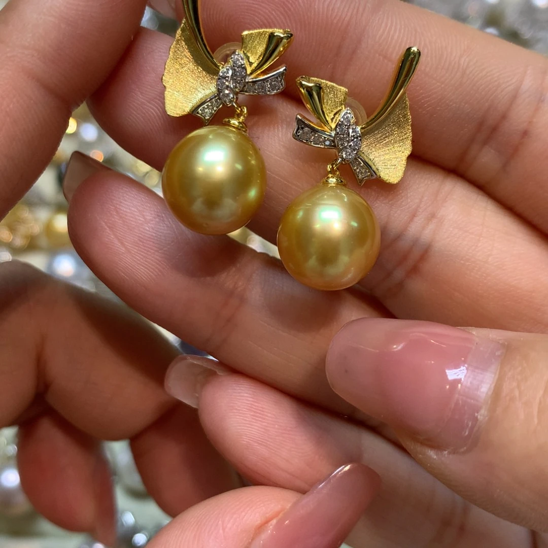 海水珍珠耳饰银S925镶嵌
