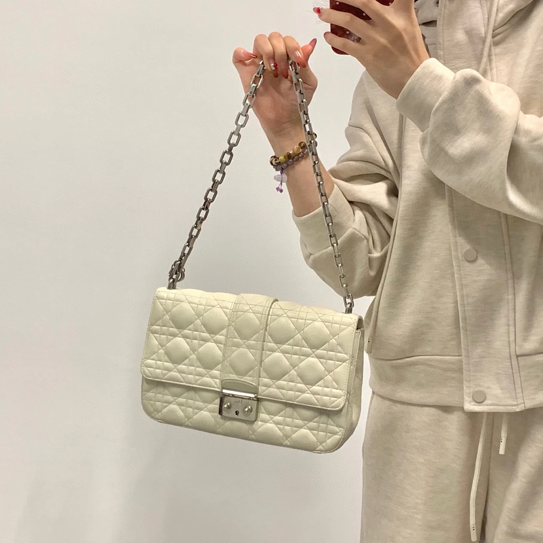 95新 DIOR/迪奥 dior米白色miss单肩包