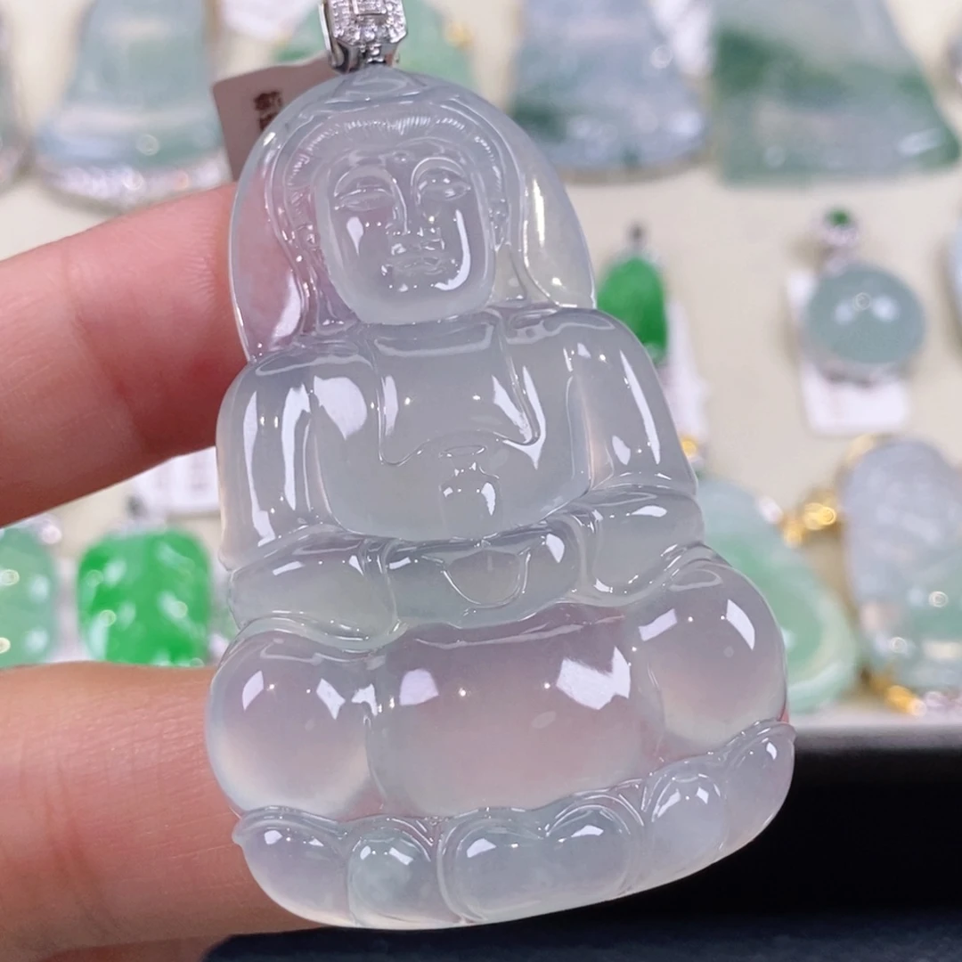 翡翠18K金镶嵌颈饰缅甸天然a货翡翠