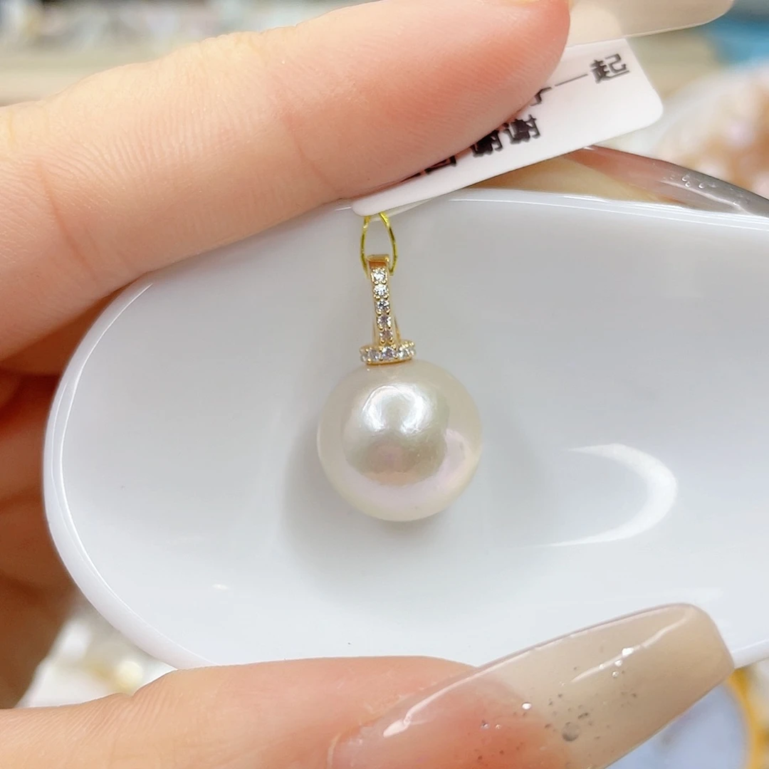 淡水珍珠银S925镶嵌吊坠(不含链)