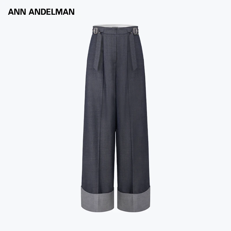 ANNANDELMAN 25秋冬 时尚设计深灰双飘带美式阔腿休闲裤