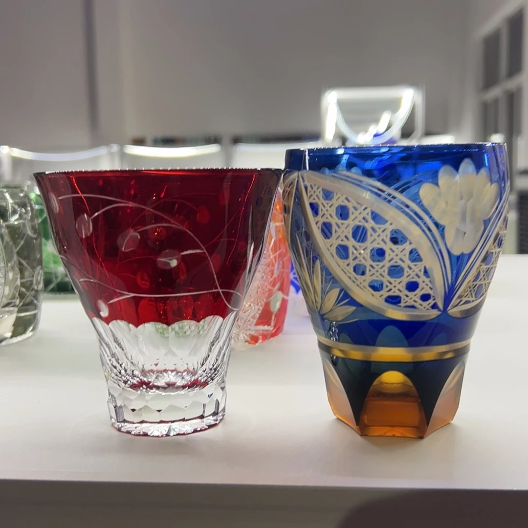 棕***๑平底款水晶玻璃微瑕二个