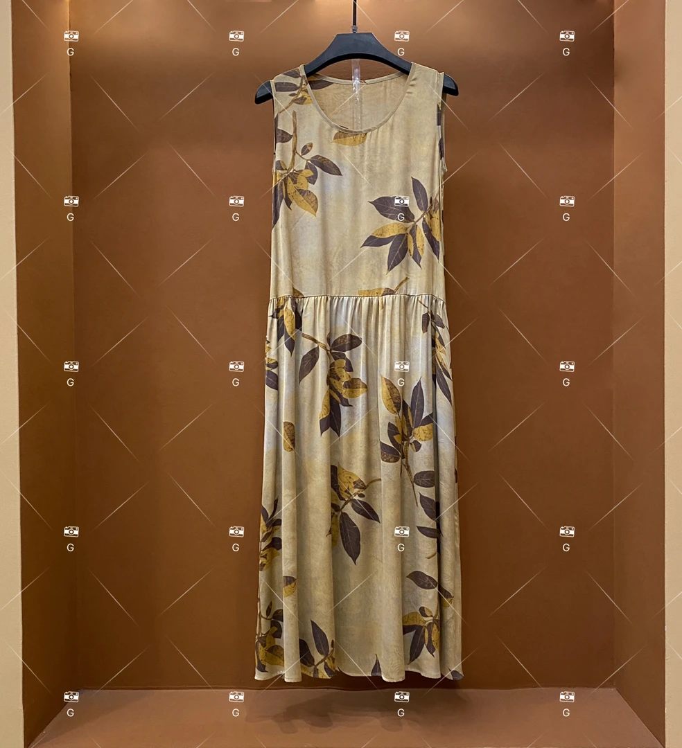 【李娜】夏季新款复古时尚百搭印花无袖连衣裙 H-232