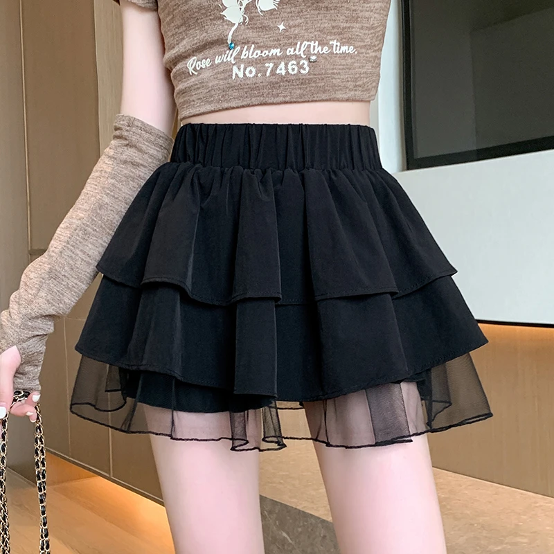 甜美蕾丝蓬蓬半身裙女夏季芭蕾超仙花苞短裙小个子百搭显瘦蛋糕裙