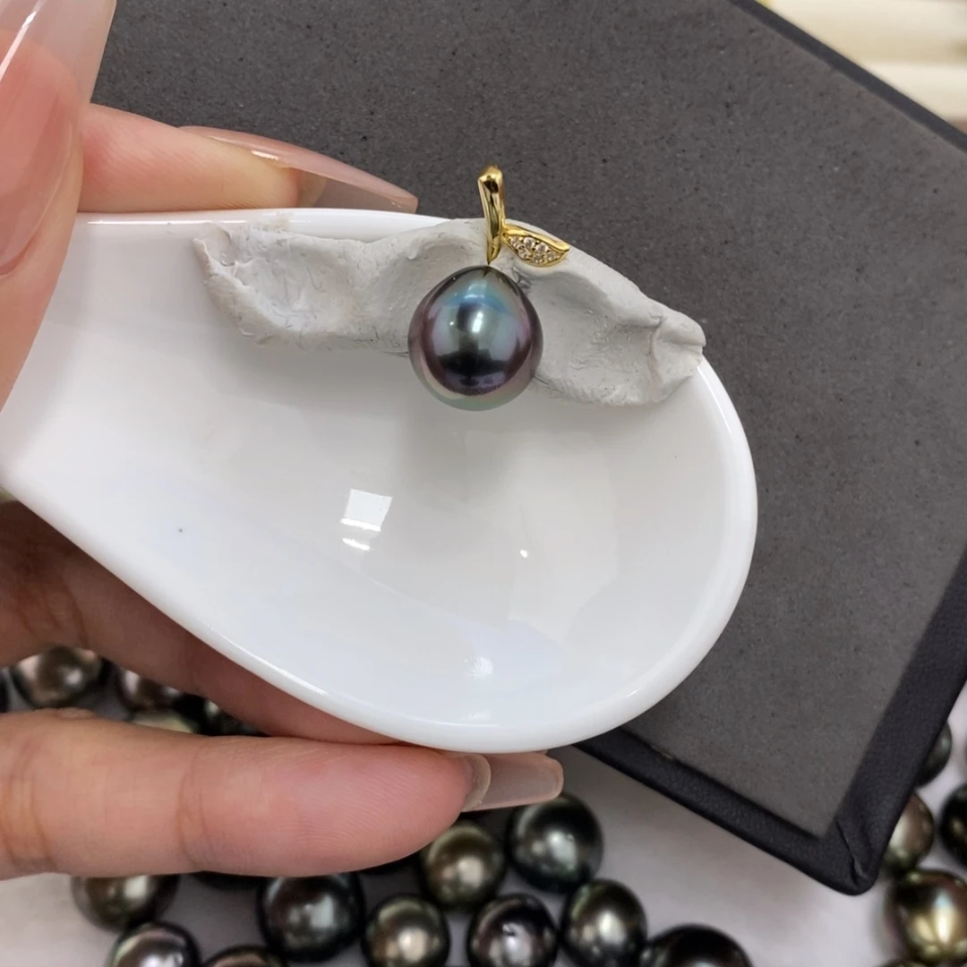 未镶嵌裸珠海水珍珠大溪地绿皮紫11.2