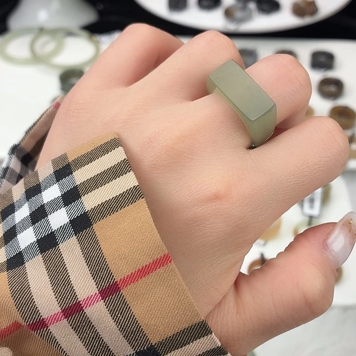 和田玉（糖玉）未镶嵌戒指G75晴水马鞍18.0