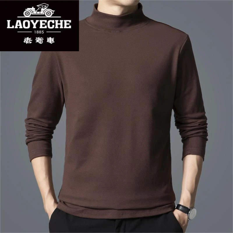 老爷车新款男士双面绒半高领打底衫秋冬季内搭